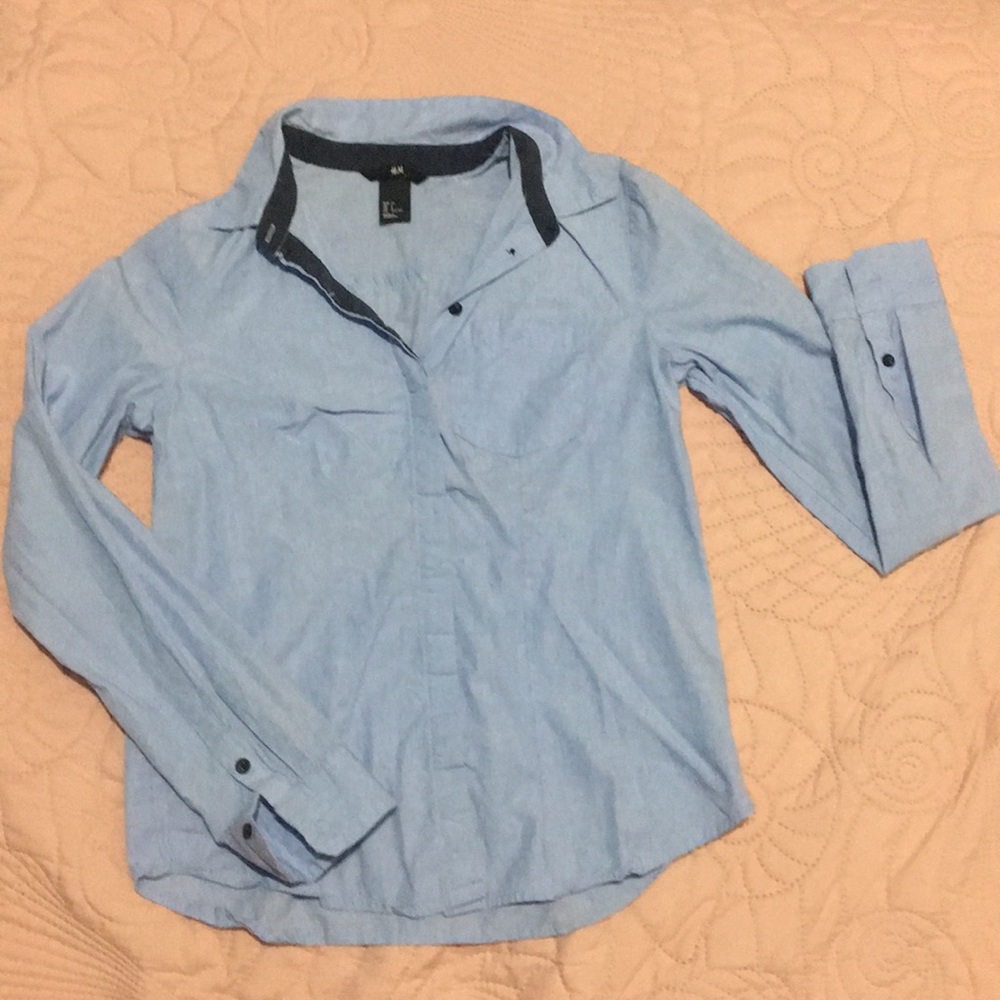 Blue button down blouse